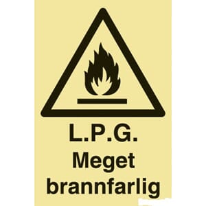 Skilt LPG Meget brannfarlig